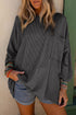 Ribbed Roll-tab Sleeve Chest Pocket Oversize Top